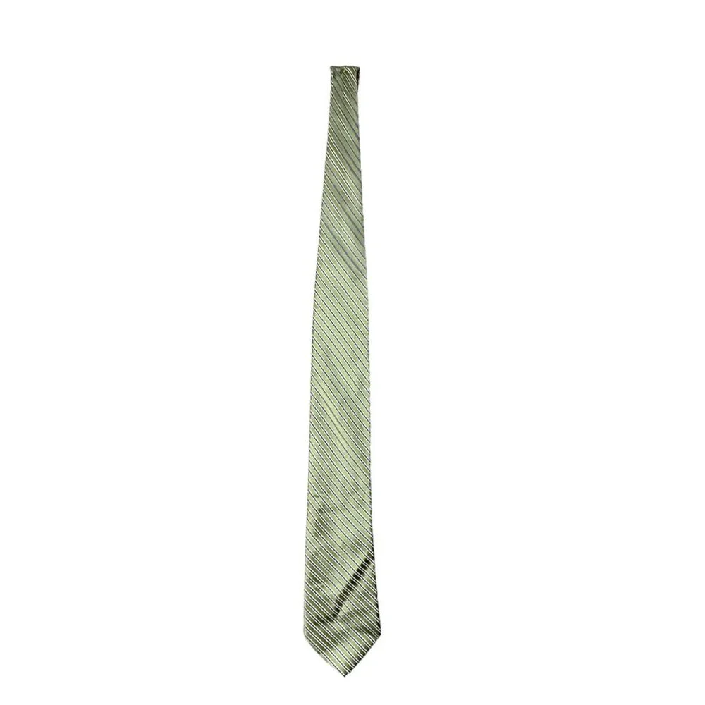Izod 100% Silk Green Silver Horizontal Stripe Neck‎ Tie One Size OS Modern